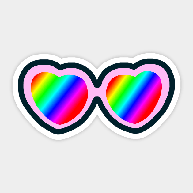 Rainbow Mirror Heart Love Glasses Sticker by Art by Deborah Camp